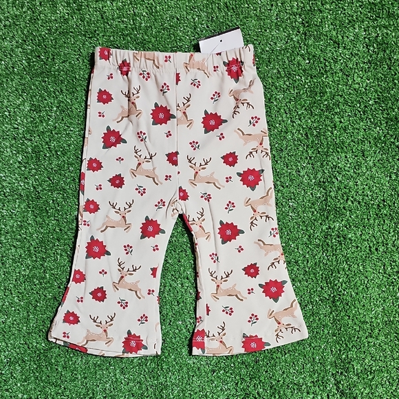 Floral Deer Print Baby Pants With Headband - Picture 1 of 5